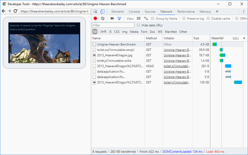 Screenshot of Chrome's remote debugger