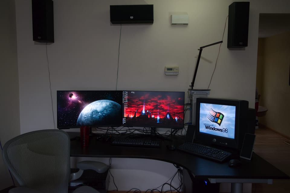 Photo of my two new monitors, next to Twentieth Century.