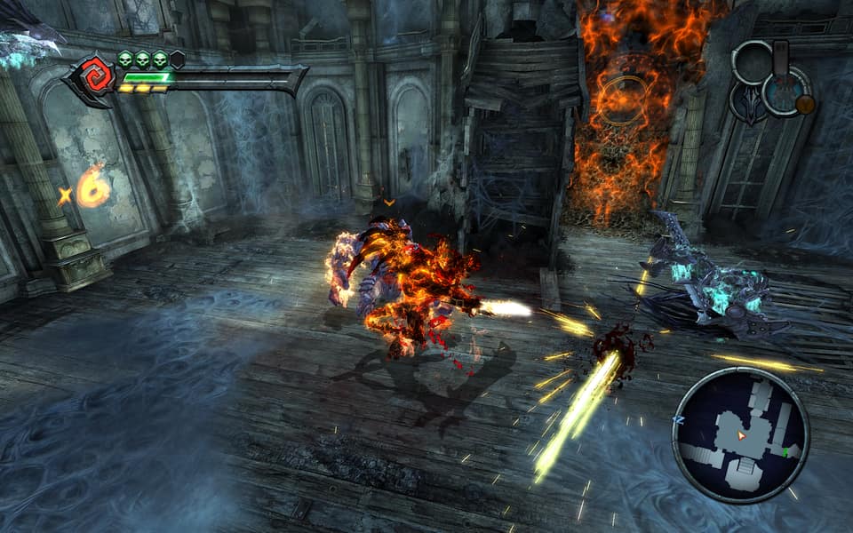 Screenshot of Chaos Mode, where War transforms into a fiery demon.