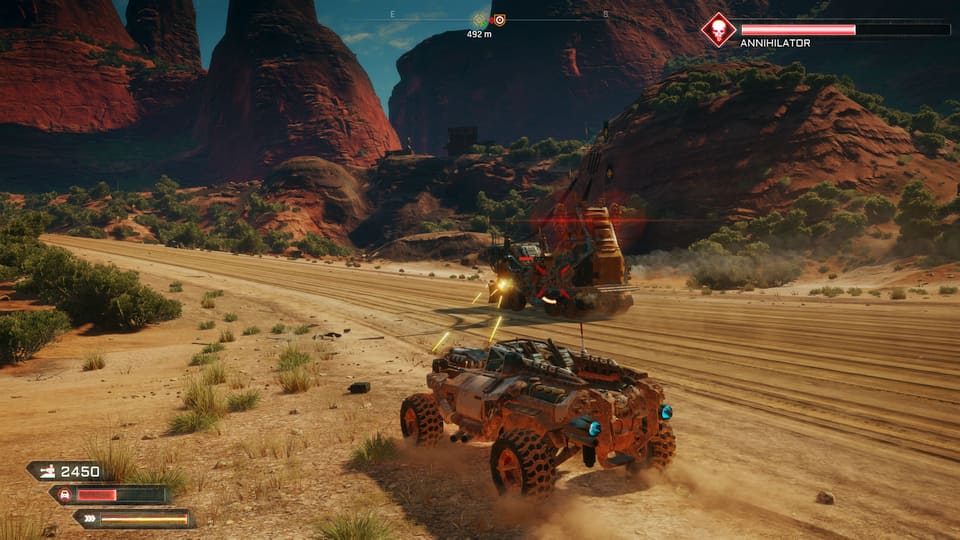 Taking down a vehicle convoy in the canyons.