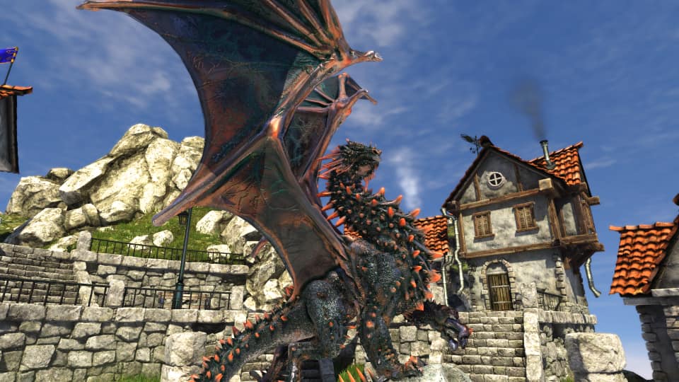 Heaven 4.0 screenshot, featuring the dragon statue