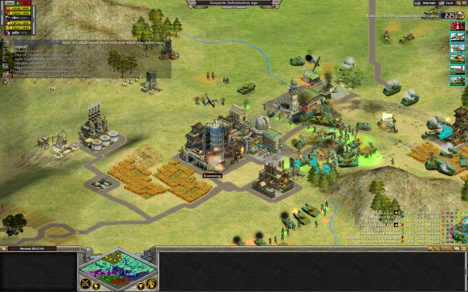 Screenshot of Rise of Nations, showing the Iroquois and Chinese