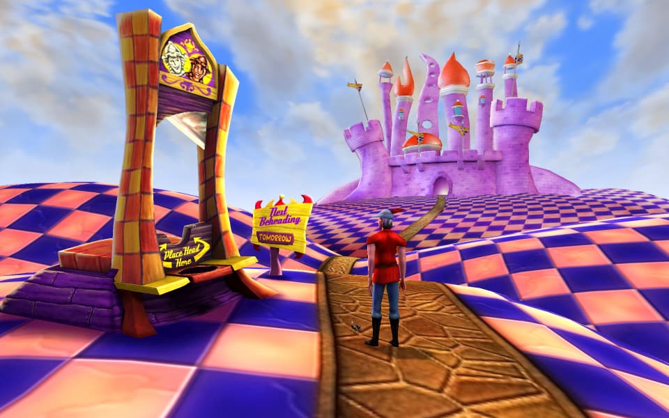 Screenshot of the Silver Lining, showing the guillotine in Chessboardland