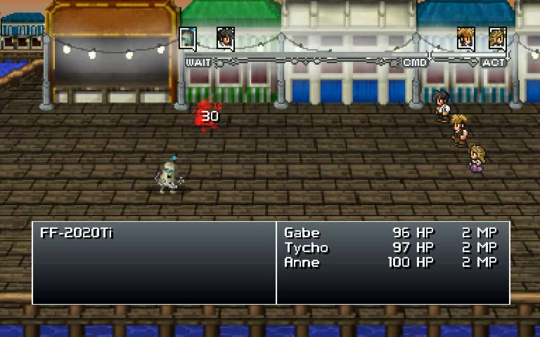 Screenshot of Episode 3, showing the turn-based combat.