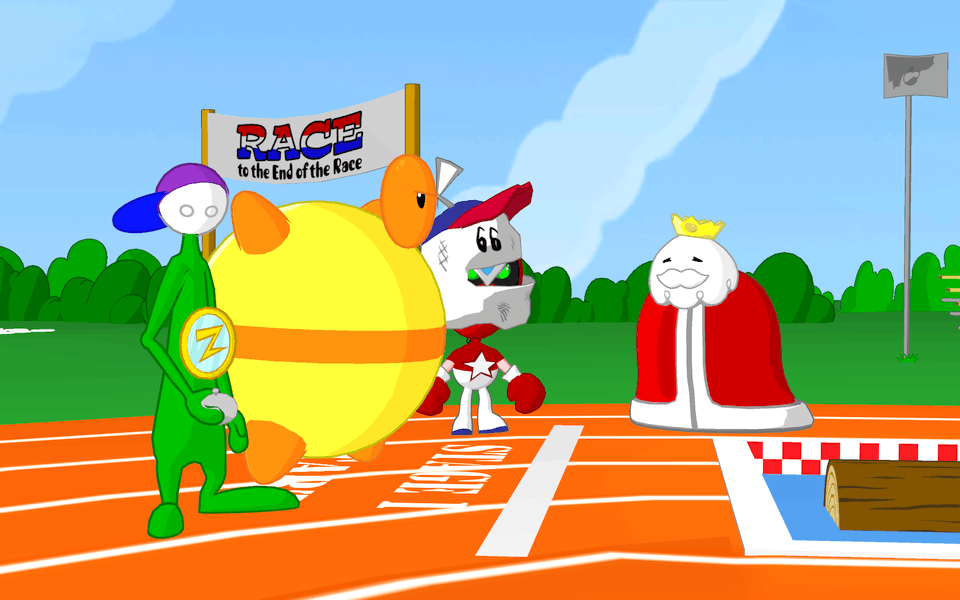 Screenshot of everyone ready for The Race to the End of the Race.