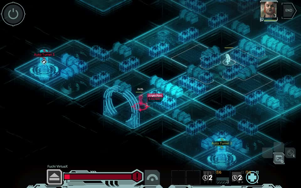 Screenshot of the matrix, Shadowrun's in-game cyberspace.