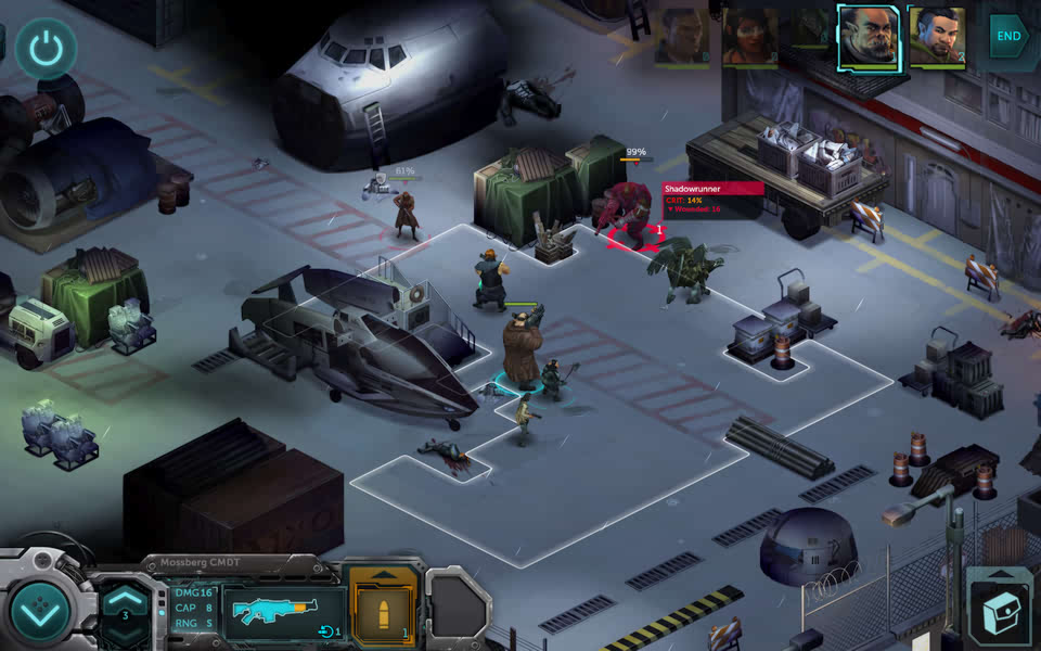 Screenshot of combat in Shadowrun Returns