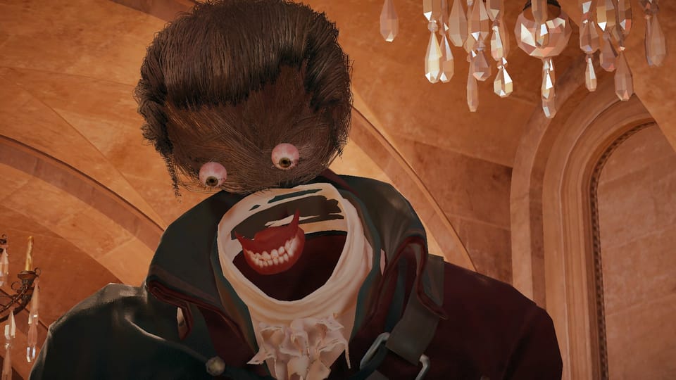 Screenshot of a messed up character model in Assassin's Creed Unity.