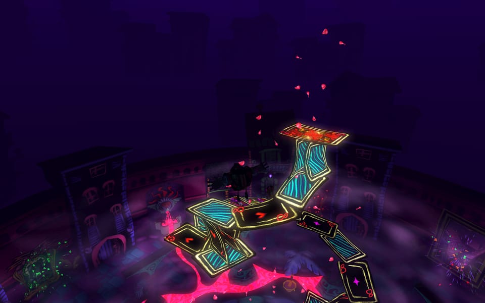 Screenshot of Psychonauts, inside Black Velvetopia