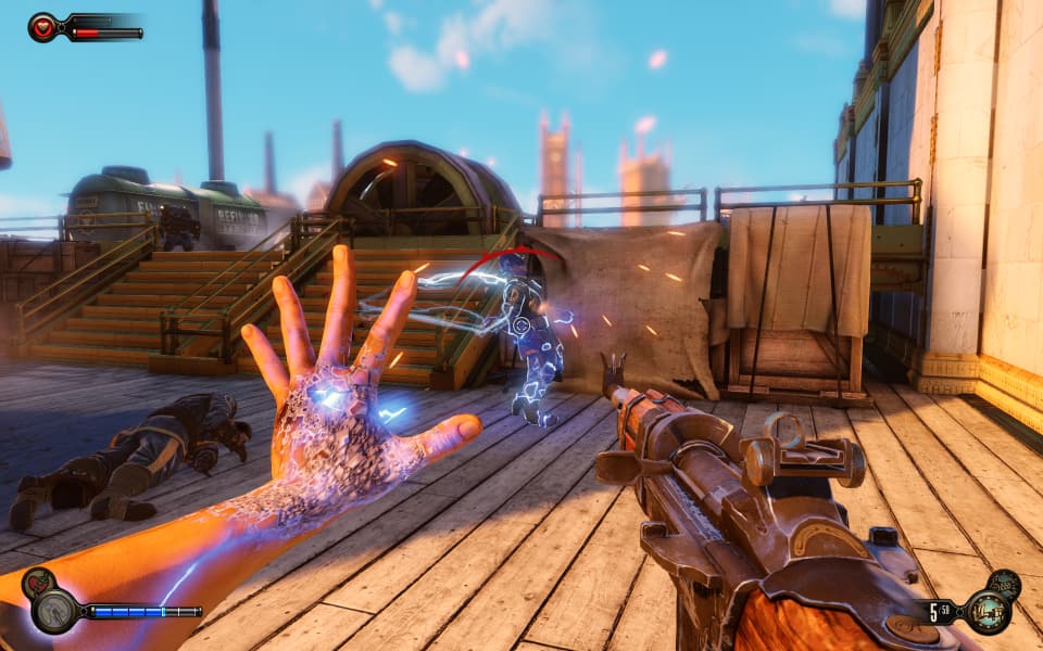 Screenshot of some BioShock Infinite gameplay.