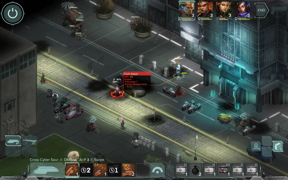 Screenshot of a street battle in Shadowrun: Hong Kong