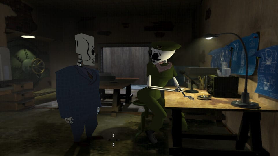 Screenshot of Manny in the revolutionary bunker.