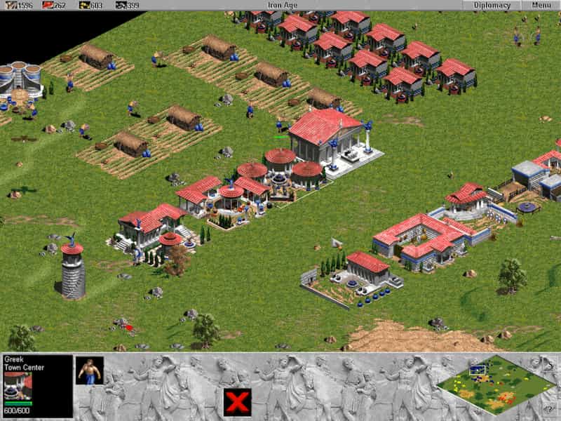 Screenshot of a base in Age of Empires