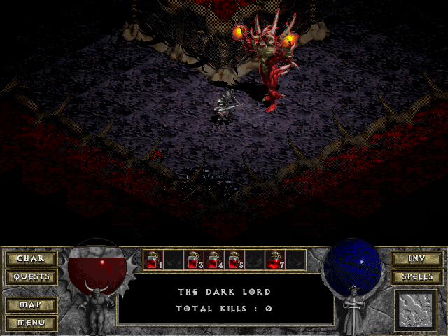 Screenshot from Diablo, showing The Dark Lord, Diablo, himself