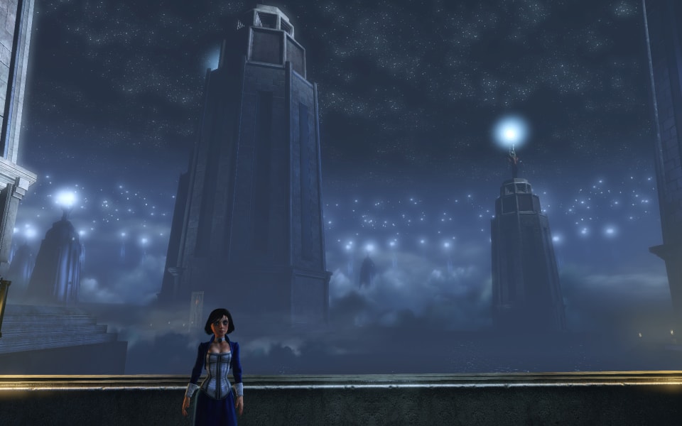 Screenshot of countless lighthouses, and Elizabeth.