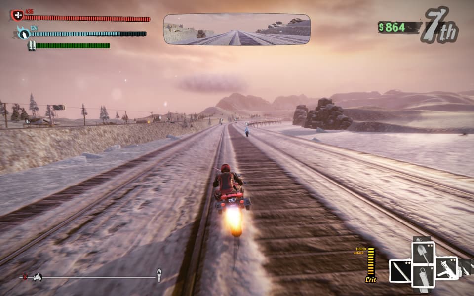 Screenshot of a regular level, nitro boosting on a shortcut