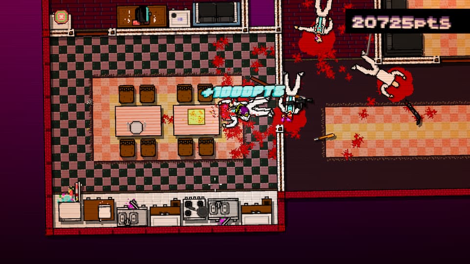 Screenshot of an execution move in Hotline Miami.