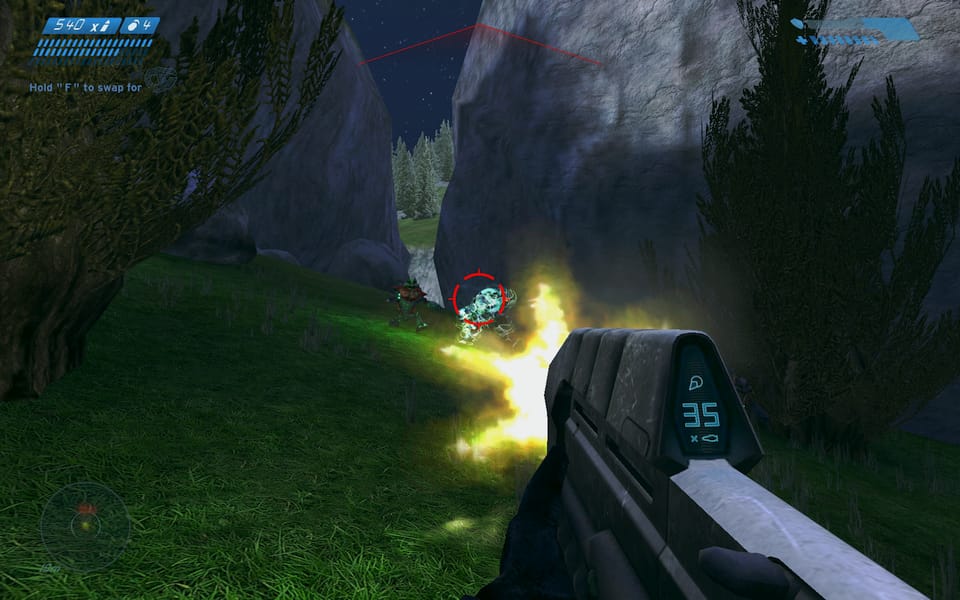 Screenshot of Halo: Combat Evolved showing unevolved combat