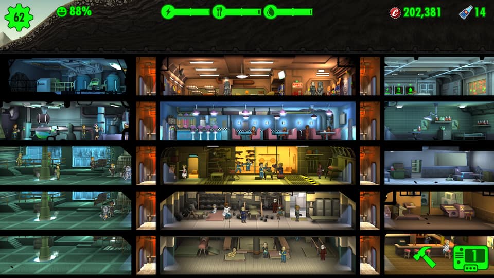 Screenshot of a vault in Fallout Shelter
