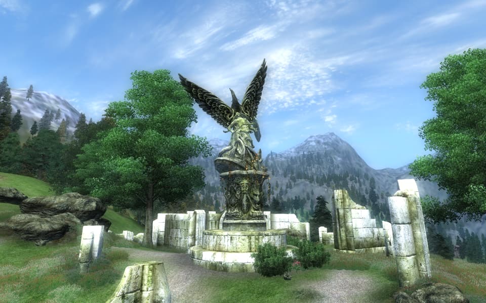 Screenshot of Oblivion, the statue at Belda