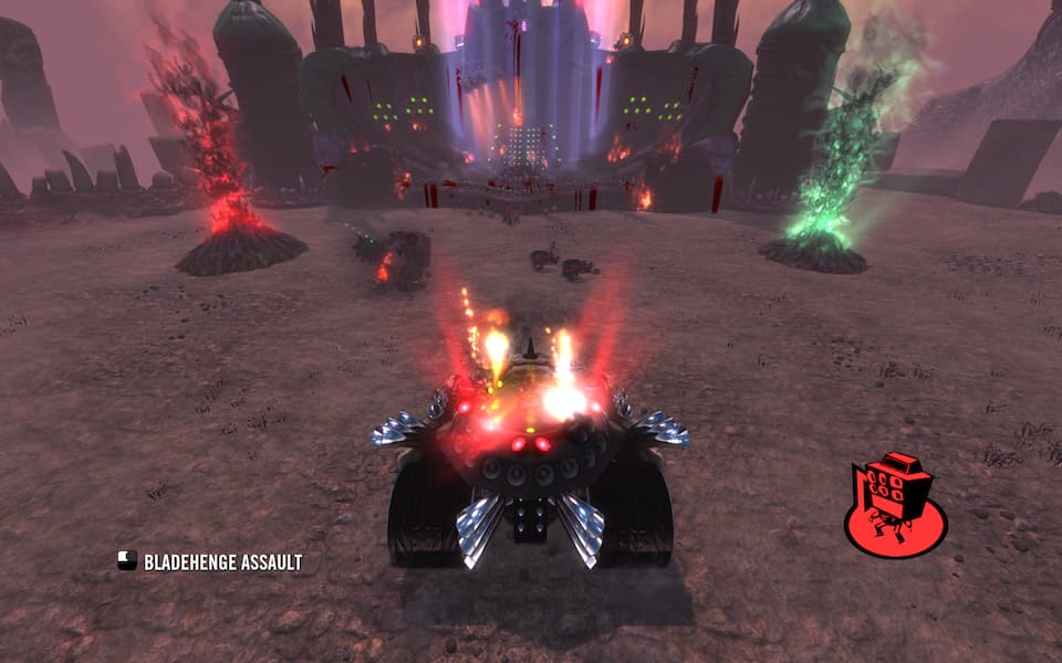 A screenshot of Brütal Legend, in an RTS battle.