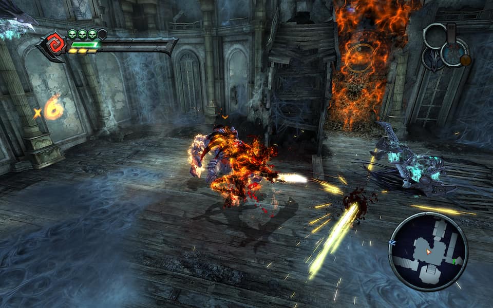 Screenshot of Chaos Mode, where War transforms into a fiery demon.