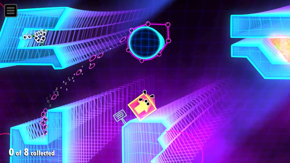 Screenshot of World of Goo 11, a synthwave sequel that lets you control gravity.